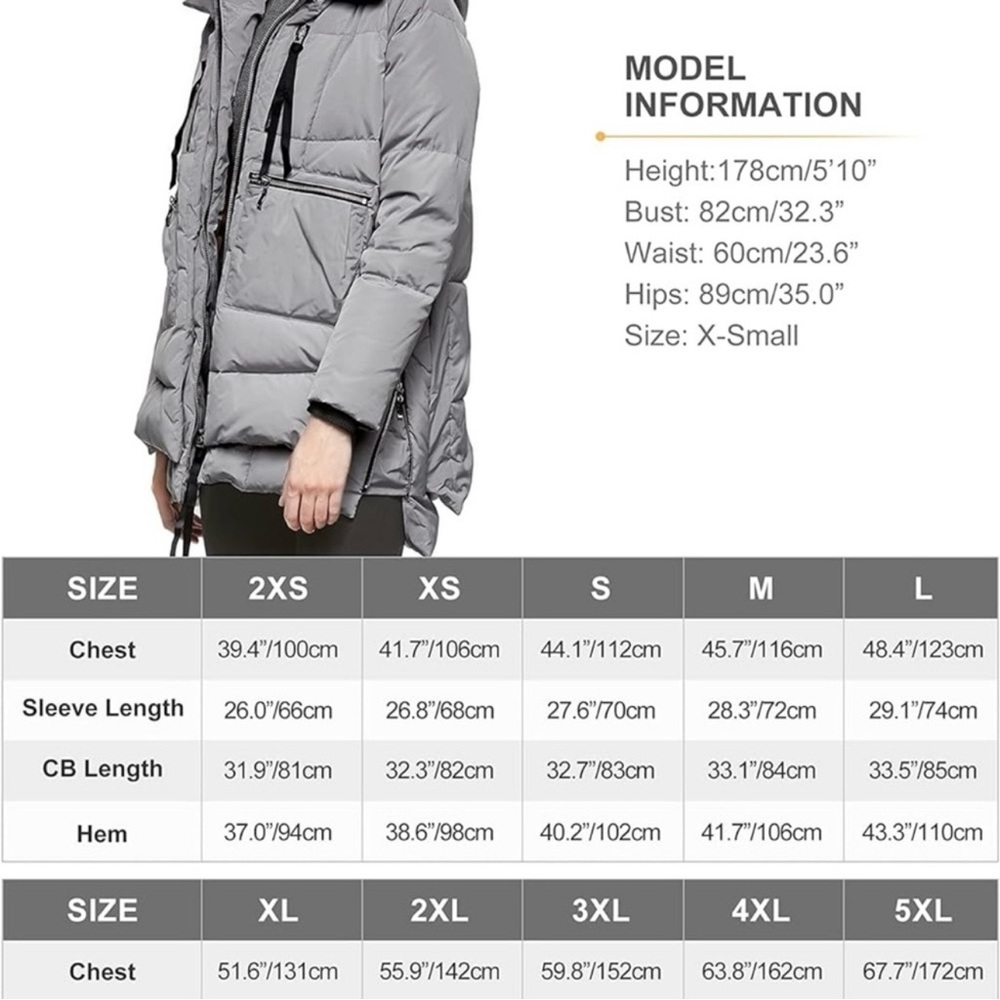 Orolay Gray Down Puffer Coat Small | Sherpa Hood 6 Pocket Side Zip Winter Jacket - Picture 3 of 14